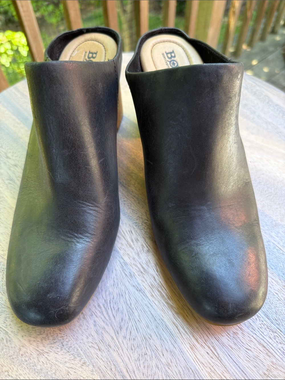 Born Black Leather Slip-On Mule